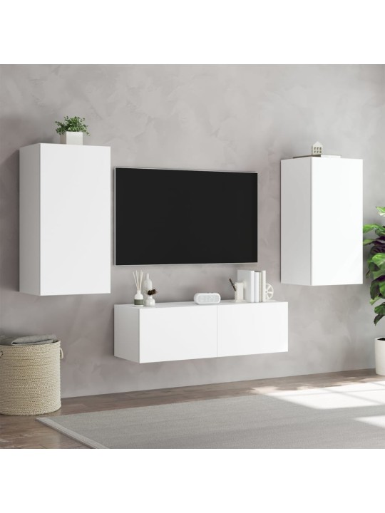 Nástěnná TV skříňka s LED osvětlením bílá 40,5 x 35 x 80 cm