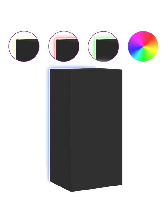 Nástěnná TV skříňka s LED osvětlením černá 40,5 x 35 x 80 cm