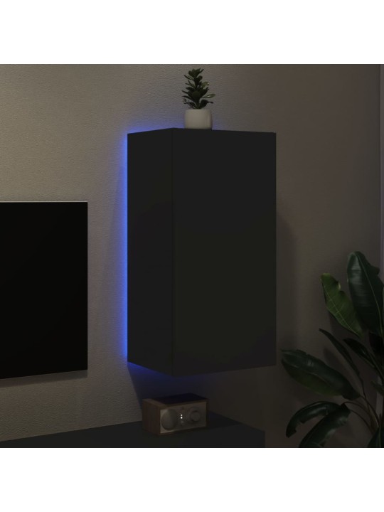 Nástěnná TV skříňka s LED osvětlením černá 40,5 x 35 x 80 cm