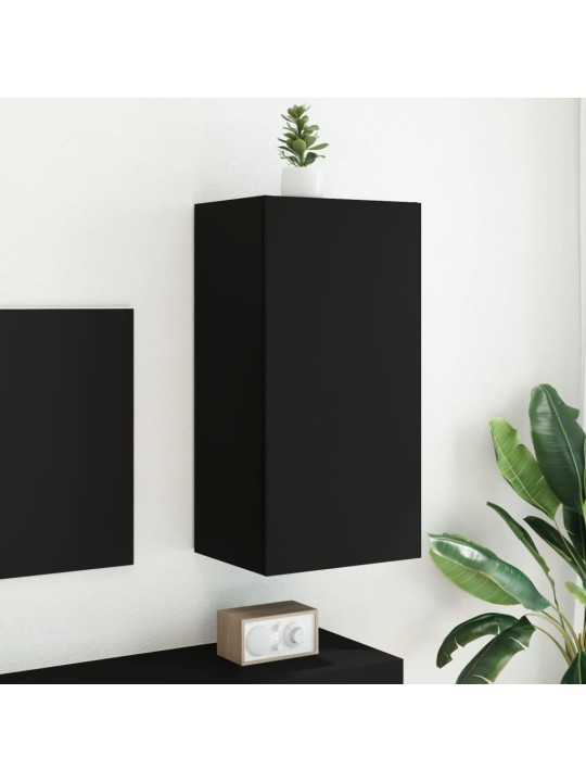 Nástěnná TV skříňka s LED osvětlením černá 40,5 x 35 x 80 cm