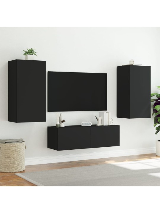 Nástěnná TV skříňka s LED osvětlením černá 40,5 x 35 x 80 cm