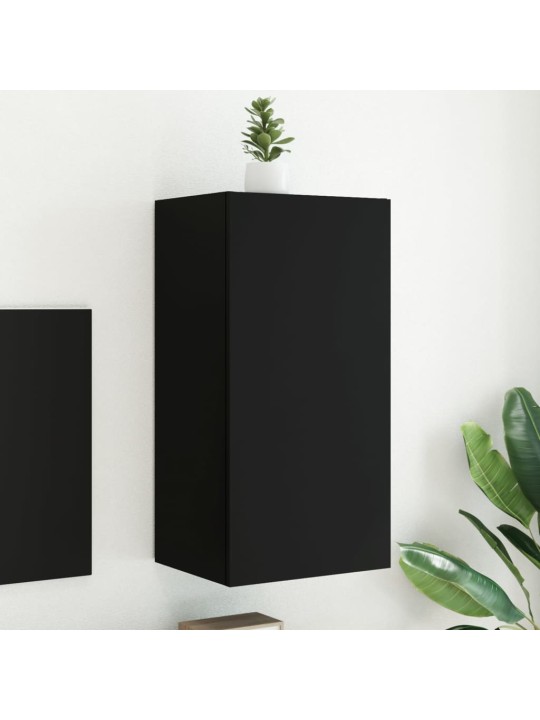 Nástěnná TV skříňka s LED osvětlením černá 40,5 x 35 x 80 cm