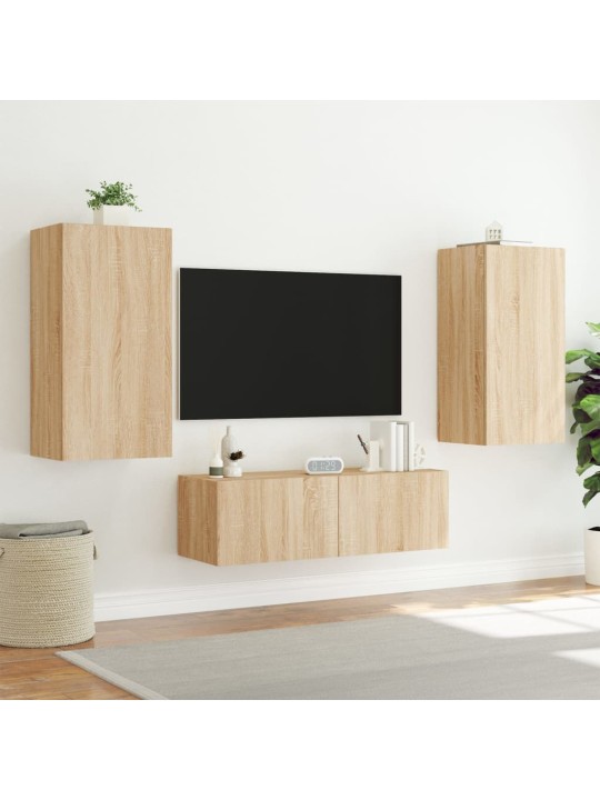 Nástěnná TV skříňka s LED osvětlením dub sonoma 40,5x35x80 cm