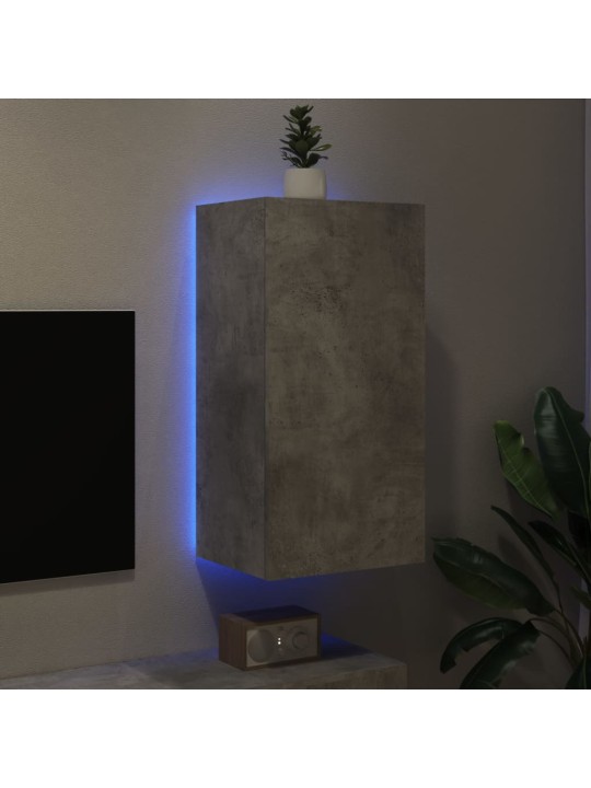 Nástěnná TV skříňka s LED osvětlením betonově šedá 40,5x35x80cm