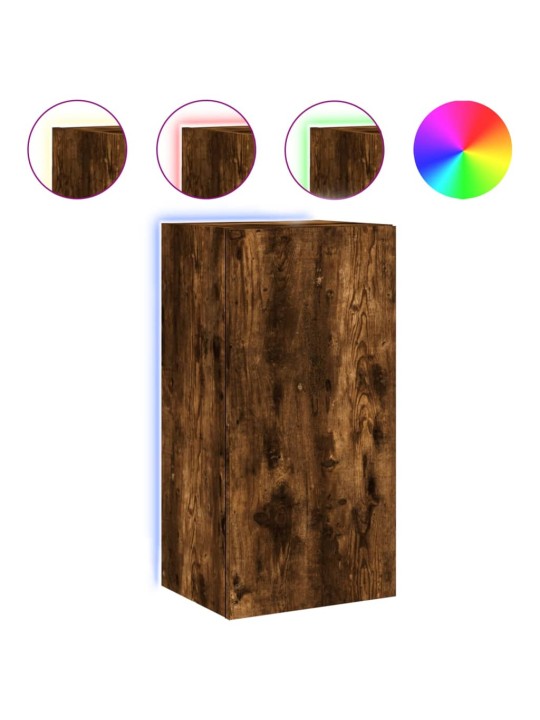 Nástěnná TV skříňka s LED osvětlením kouřový dub 40,5x35x80 cm