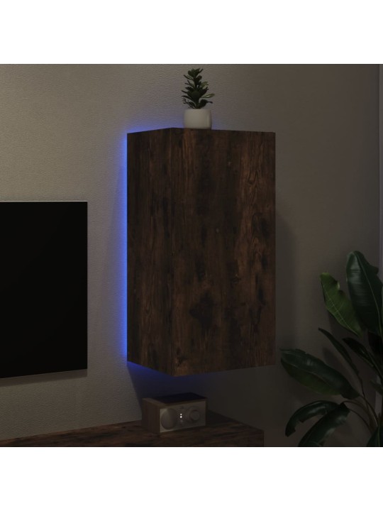 Nástěnná TV skříňka s LED osvětlením kouřový dub 40,5x35x80 cm