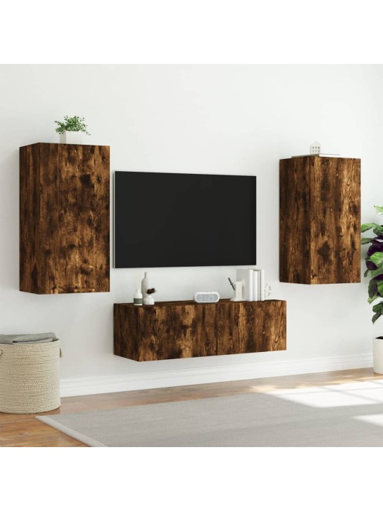 Nástěnná TV skříňka s LED osvětlením kouřový dub 40,5x35x80 cm