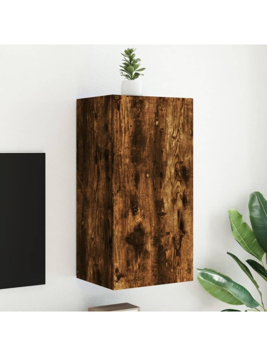 Nástěnná TV skříňka s LED osvětlením kouřový dub 40,5x35x80 cm