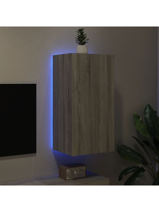 Nástěnná TV skříňka s LED osvětlením šedá sonoma 40,5x35x80 cm