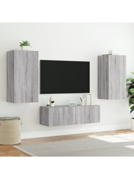 Nástěnná TV skříňka s LED osvětlením šedá sonoma 40,5x35x80 cm