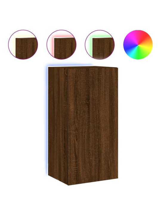 Nástěnná TV skříňka s LED osvětlením hnědý dub 40,5x35x80 cm
