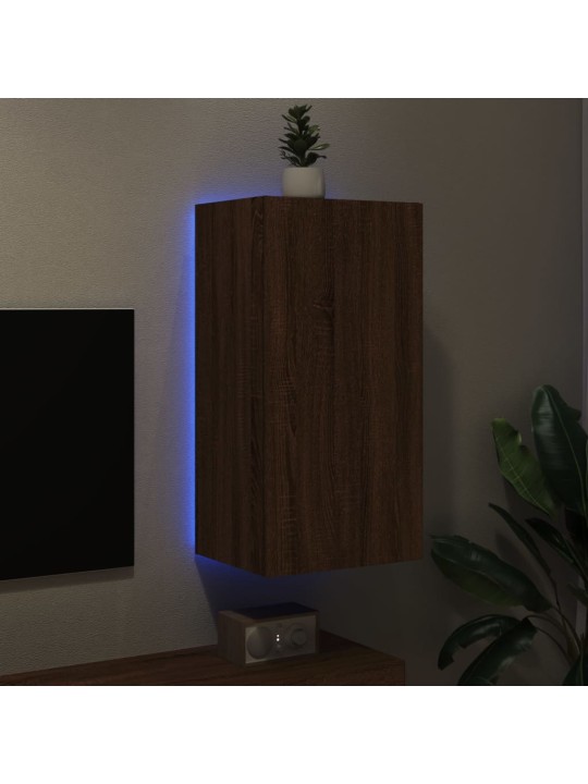 Nástěnná TV skříňka s LED osvětlením hnědý dub 40,5x35x80 cm