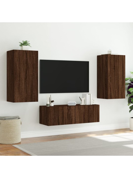 Nástěnná TV skříňka s LED osvětlením hnědý dub 40,5x35x80 cm