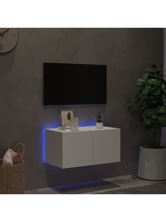 Nástěnná TV skříňka s LED osvětlením bílá 60 x 35 x 31 cm