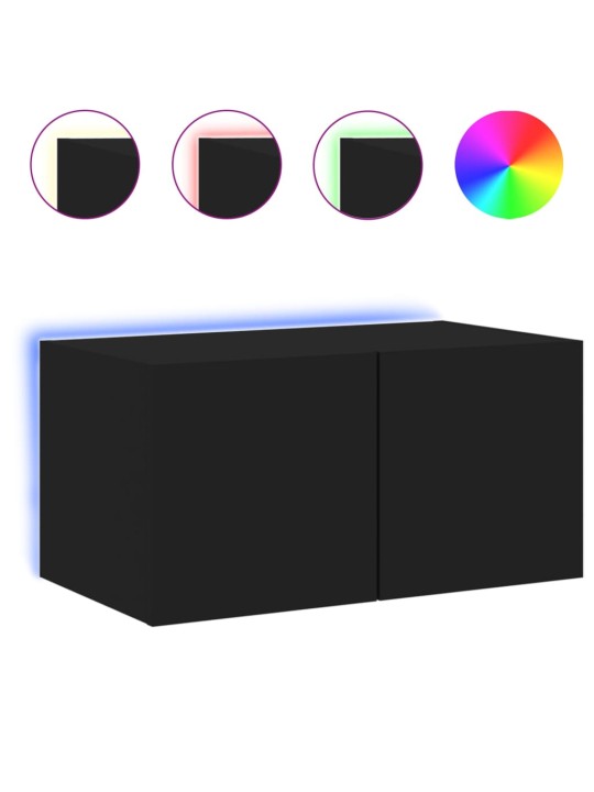 Nástěnná TV skříňka s LED osvětlením černá 60 x 35 x 31 cm