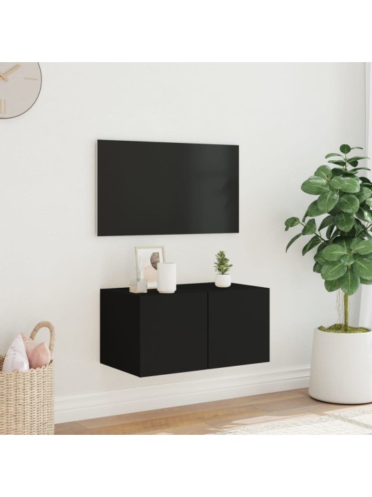 Nástěnná TV skříňka s LED osvětlením černá 60 x 35 x 31 cm