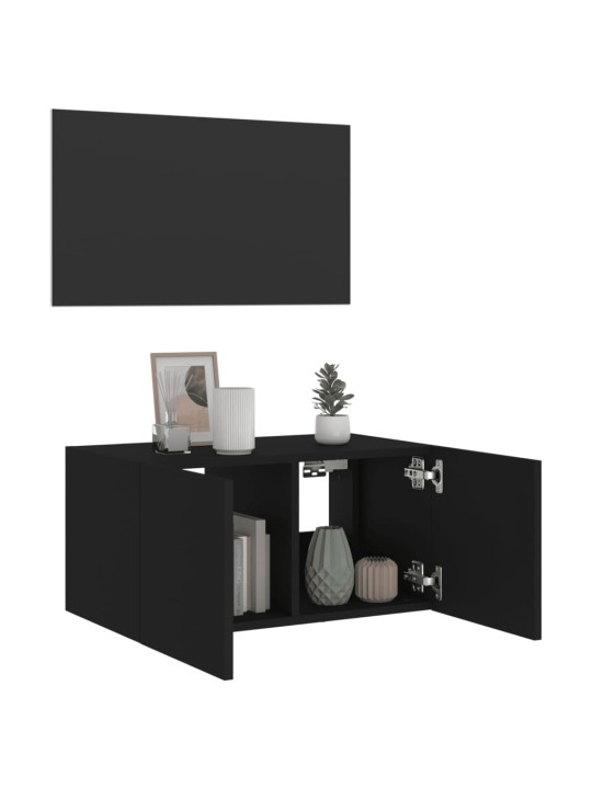 Nástěnná TV skříňka s LED osvětlením černá 60 x 35 x 31 cm