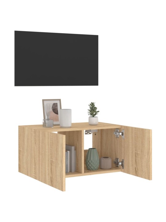 Nástěnná TV skříňka s LED osvětlením dub sonoma 60 x 35 x 31 cm