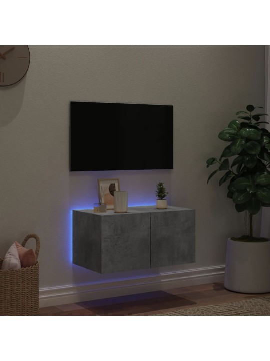 Nástěnná TV skříňka s LED osvětlením betonově šedá 60x35x31 cm