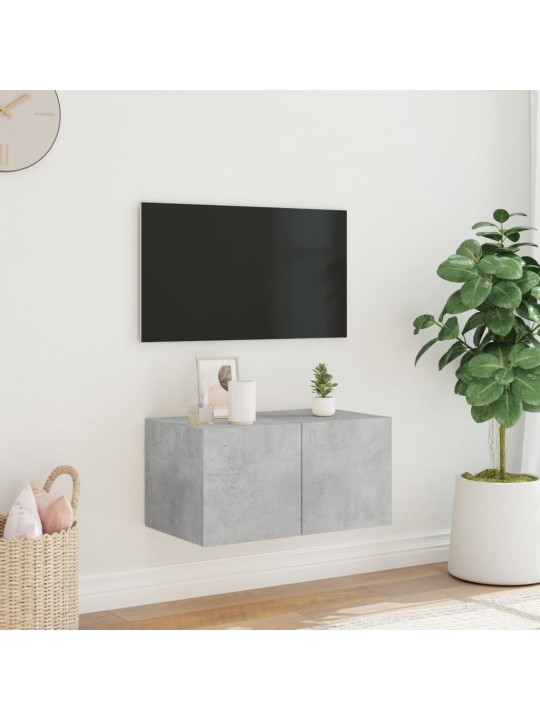 Nástěnná TV skříňka s LED osvětlením betonově šedá 60x35x31 cm