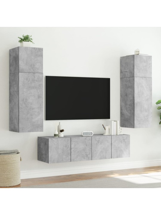 Nástěnná TV skříňka s LED osvětlením betonově šedá 60x35x31 cm