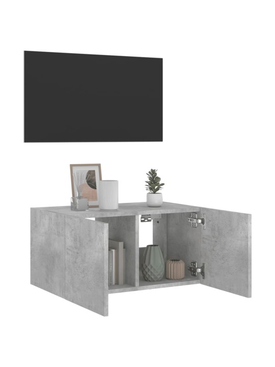 Nástěnná TV skříňka s LED osvětlením betonově šedá 60x35x31 cm