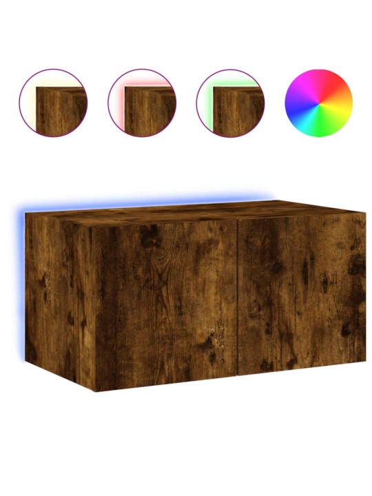 Nástěnná TV skříňka s LED osvětlením kouřový dub 60x35x31 cm