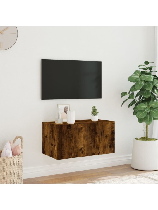 Nástěnná TV skříňka s LED osvětlením kouřový dub 60x35x31 cm