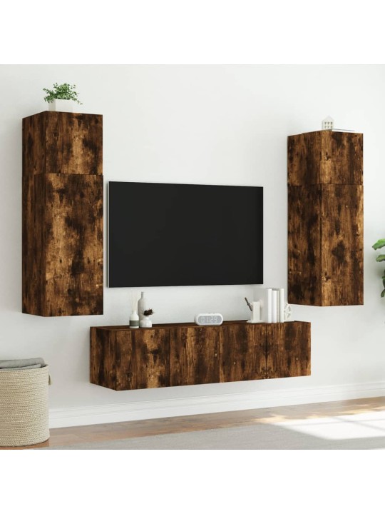 Nástěnná TV skříňka s LED osvětlením kouřový dub 60x35x31 cm