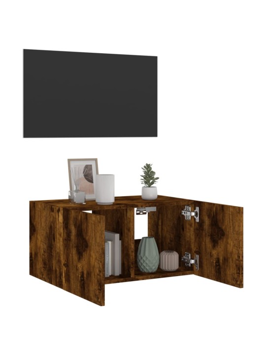 Nástěnná TV skříňka s LED osvětlením kouřový dub 60x35x31 cm