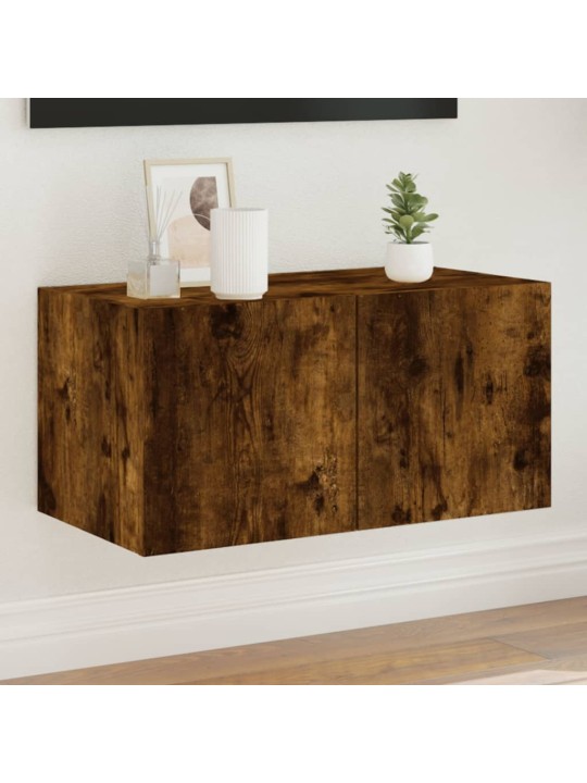 Nástěnná TV skříňka s LED osvětlením kouřový dub 60x35x31 cm