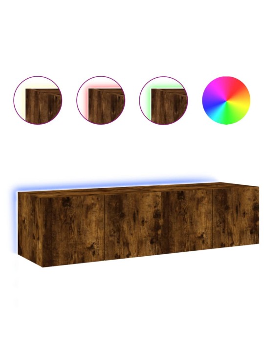 Nástěnné TV skříňky s LED 2 ks kouřový dub 60 x 35 x 31 cm