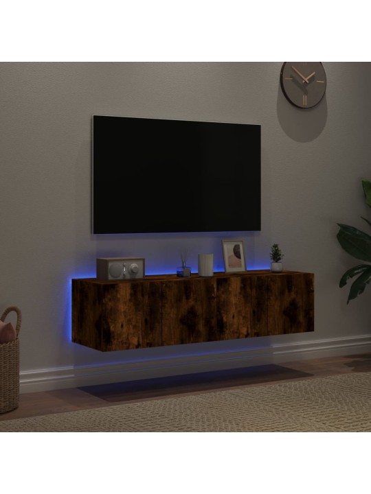 Nástěnné TV skříňky s LED 2 ks kouřový dub 60 x 35 x 31 cm