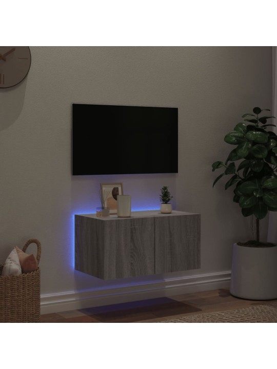 Nástěnná TV skříňka s LED osvětlením šedá sonoma 60x35x31 cm