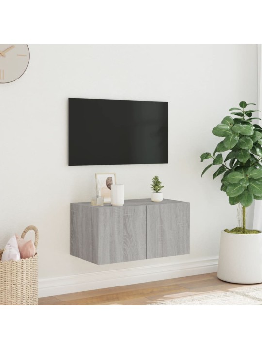 Nástěnná TV skříňka s LED osvětlením šedá sonoma 60x35x31 cm