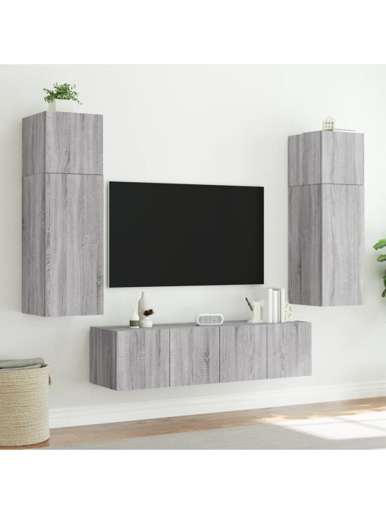 Nástěnná TV skříňka s LED osvětlením šedá sonoma 60x35x31 cm