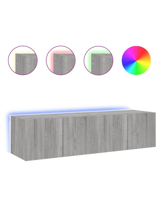Nástěnné TV skříňky s LED 2 ks šedé sonoma 60 x 35 x 31 cm