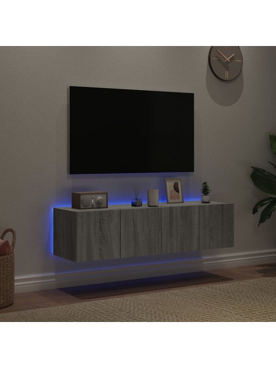 Nástěnné TV skříňky s LED 2 ks šedé sonoma 60 x 35 x 31 cm