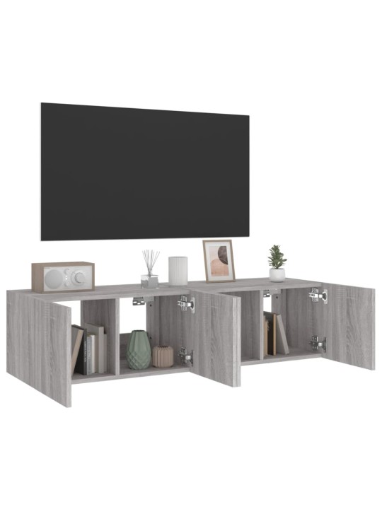 Nástěnné TV skříňky s LED 2 ks šedé sonoma 60 x 35 x 31 cm
