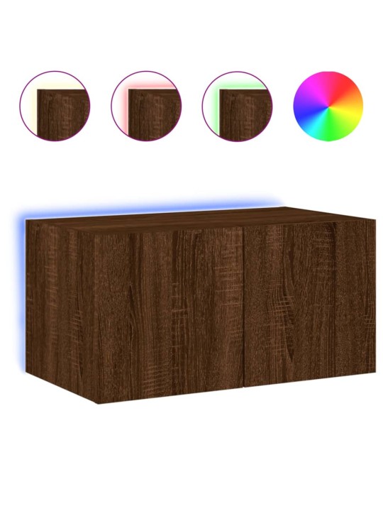 Nástěnná TV skříňka s LED osvětlením hnědý dub 60 x 35 x 31 cm