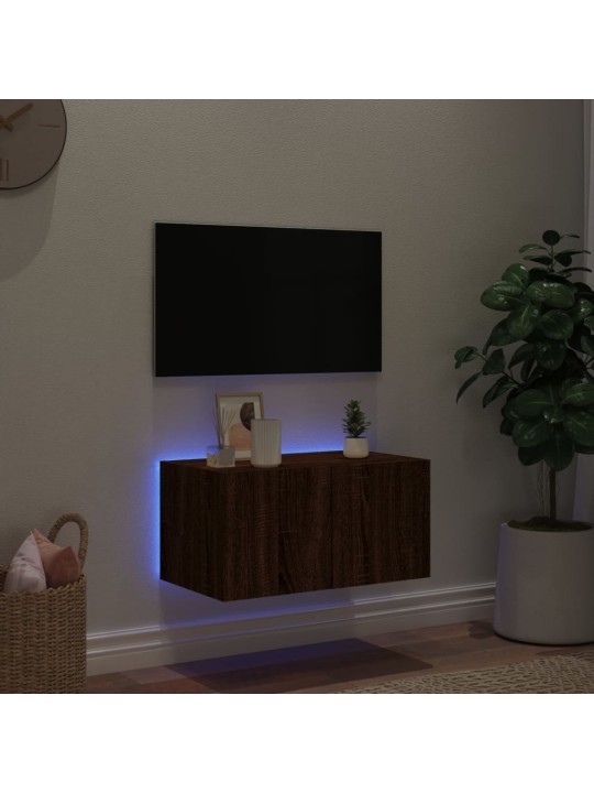 Nástěnná TV skříňka s LED osvětlením hnědý dub 60 x 35 x 31 cm