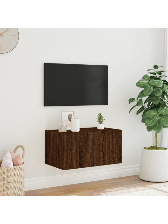 Nástěnná TV skříňka s LED osvětlením hnědý dub 60 x 35 x 31 cm