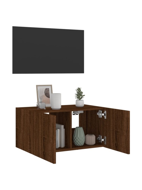 Nástěnná TV skříňka s LED osvětlením hnědý dub 60 x 35 x 31 cm