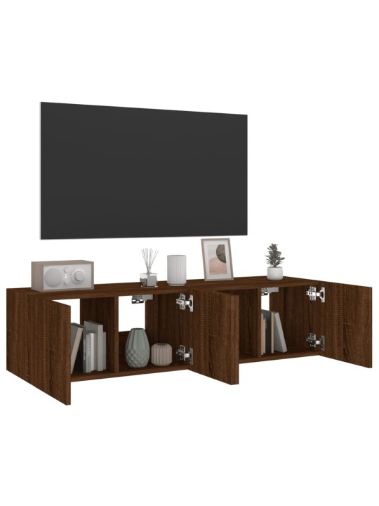 Nástěnné TV skříňky s LED osvětlením 2 ks hnědý dub 60x35x31 cm