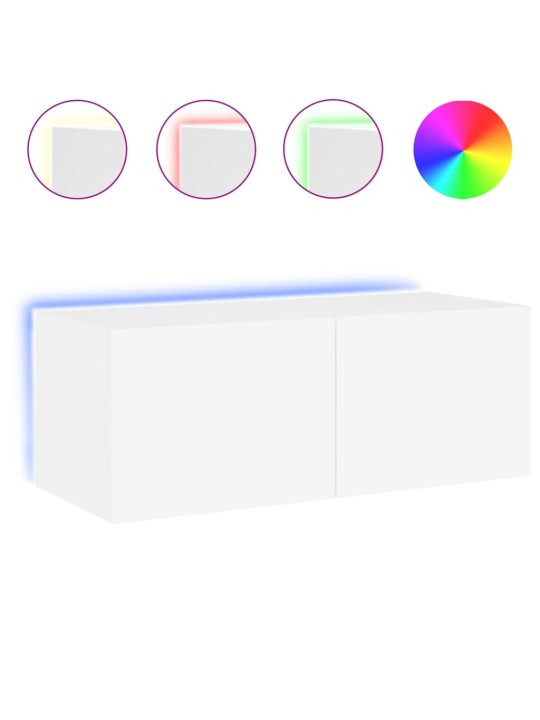 Nástěnná TV skříňka s LED osvětlením bílá 80 x 35 x 31 cm