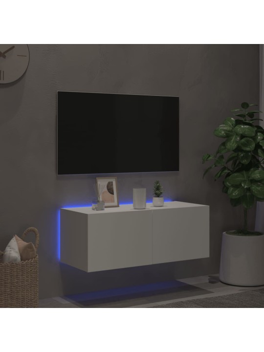 Nástěnná TV skříňka s LED osvětlením bílá 80 x 35 x 31 cm