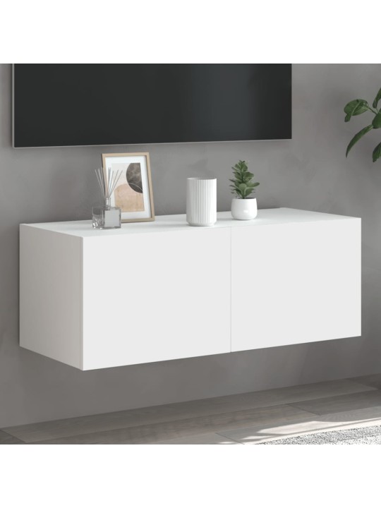 Nástěnná TV skříňka s LED osvětlením bílá 80 x 35 x 31 cm