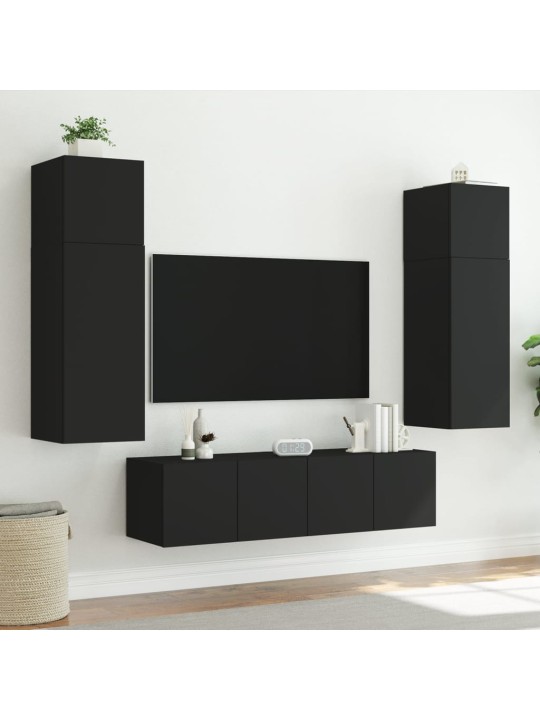 Nástěnná TV skříňka s LED osvětlením černá 80 x 35 x 31 cm