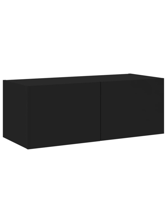 Nástěnná TV skříňka s LED osvětlením černá 80 x 35 x 31 cm