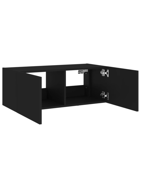 Nástěnná TV skříňka s LED osvětlením černá 80 x 35 x 31 cm